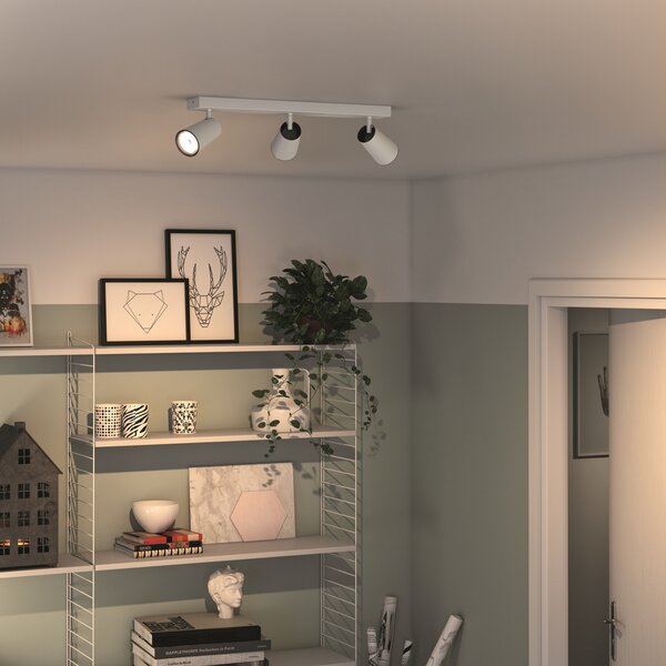 Philips myLiving Paisley Spot GU10 cu 3 becuri albe, reglabil, Alb, Camera de zi / sufragerie, Metal