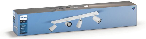 Philips myLiving Paisley Spot GU10 cu 4 becuri albe, reglabil, Alb, Camera de zi / sufragerie, Metal
