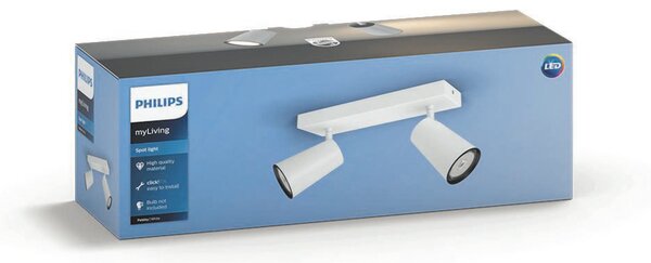 Philips myLiving Paisley Spot GU10 cu 2 becuri albe, reglabil, Alb, Camera de zi / sufragerie, Metal