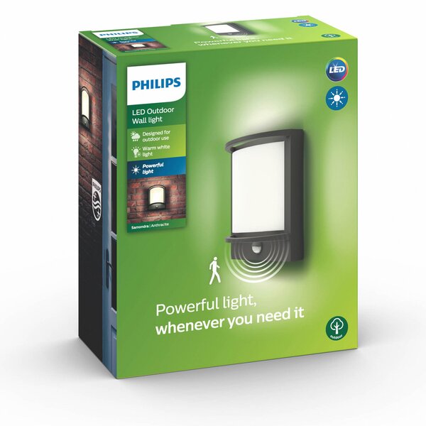 Philips myGarden Samondra aplică LED senzor, Negru, Metal