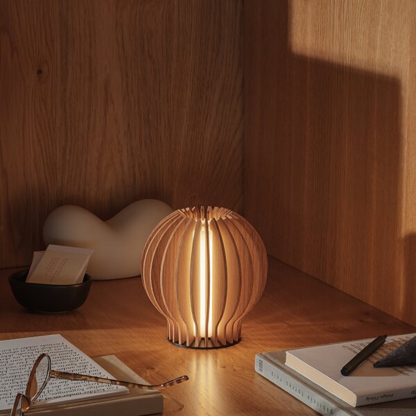 PLEASE WAIT to be SEATED Lampa cu baterie RADIANT Lemn deschis 14 cm, reglabil, Lemn, Lemn, Modern
