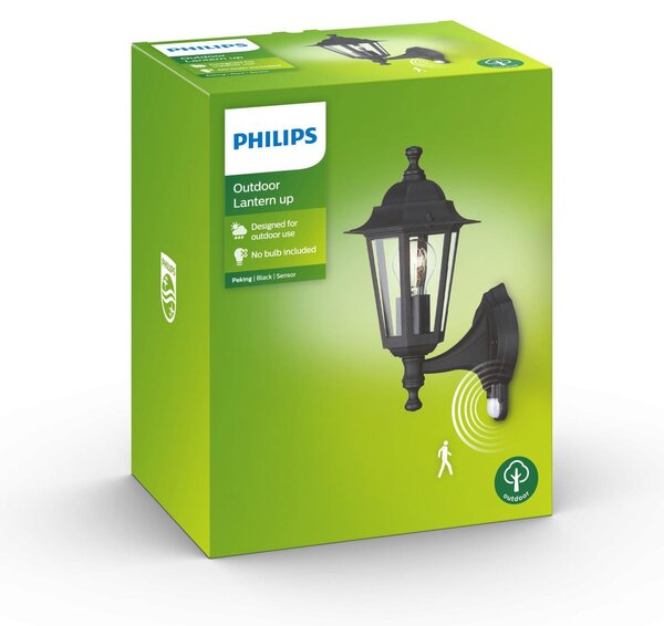 Philips Peking Aplică pentru exterior negru cu senzor, reglabil, Negru, Metal