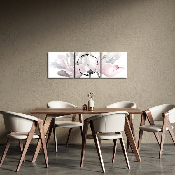 Tablou - Floare de trandafir (cu ceas) (90x30 cm)