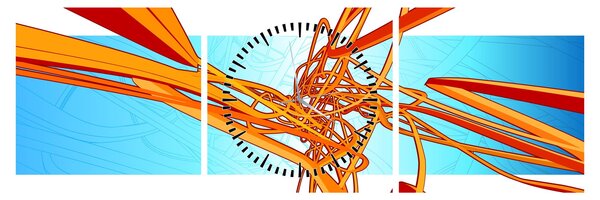 Tablou - Linii împletite, abstracție (cu ceas) (90x30 cm)