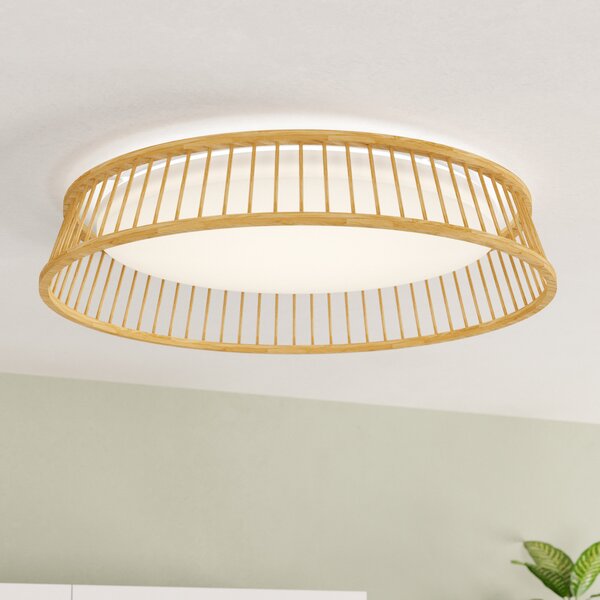 EGLO plafonieră LED Luppineria lemn împletit Ø45cm, Lemn, Camera de zi / sufragerie, Lemn
