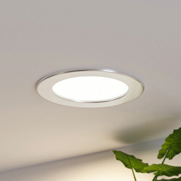 PRIOS Prios LED lampă încastrată Cadance, argintiu, 17 cm, set de 3, CCT, reglabil, Metalic, Baie, Aluminiu, Modern, Corpuri de iluminat încastrate rotunde