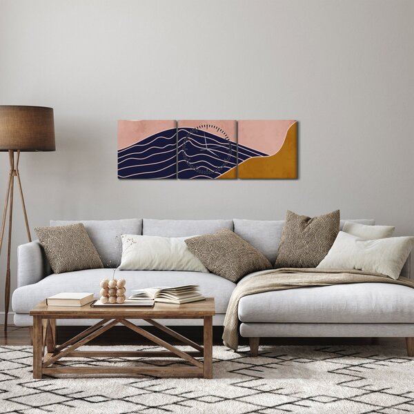 Tablou - Soarele deasupra munților (cu ceas) (90x30 cm)