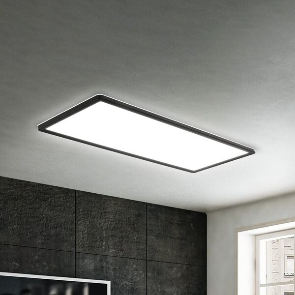 Briloner Panou LED montat la suprafață Slim 58x20cm on/off 4,000K negru, Negru, Studiu / Birou, Plastic, Modern