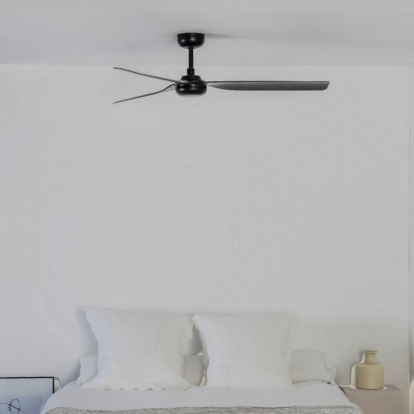 FARO BARCELONA Ventilator tavan Punt M, DC, 3 palete, negru, Negru, Camera de zi / sufragerie, Metal, Modern