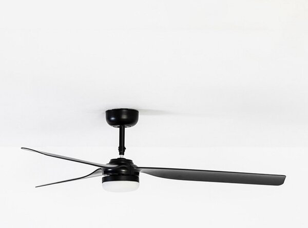 FARO BARCELONA Ventilator tavan Punt M DC lampă LED negru, Negru, Camera de zi / sufragerie, Metal, Modern