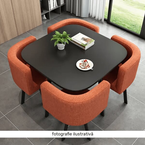 KONDELA Set de mobilier dining 1+4, stejar/negru, BEVIS NEW