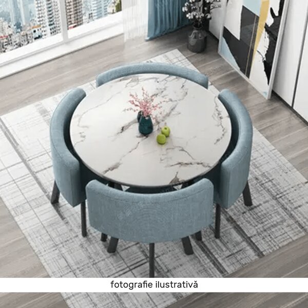 KONDELA Set de mobilier dining 1+4, negru/gri deschis, BEVAN NEW