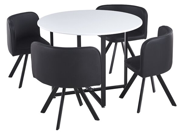 KONDELA Set de mobilier dining 1+4, alb/negru, BEVAN NEW