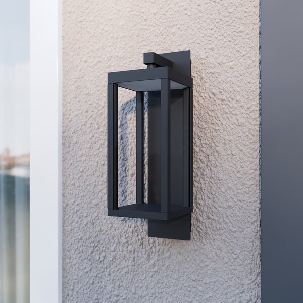 Lucande LED lampă de perete pentru exterior Ferdinand, set 3, gri, 38 cm, Gri, Sticlă, Modern, Felinar