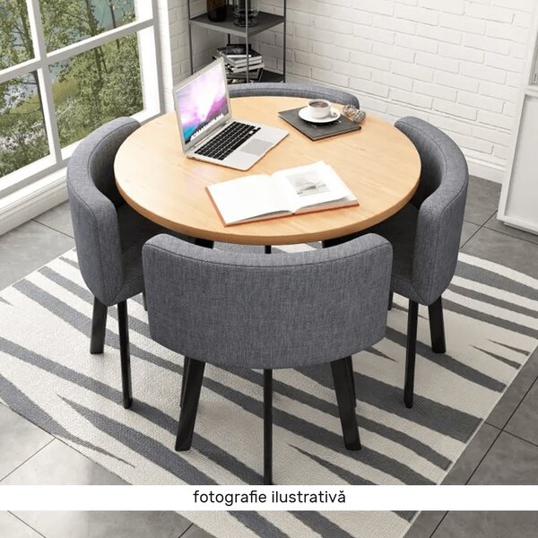 KONDELA Set de mobilier dining 1+4, negru/gri deschis, BEVAN NEW