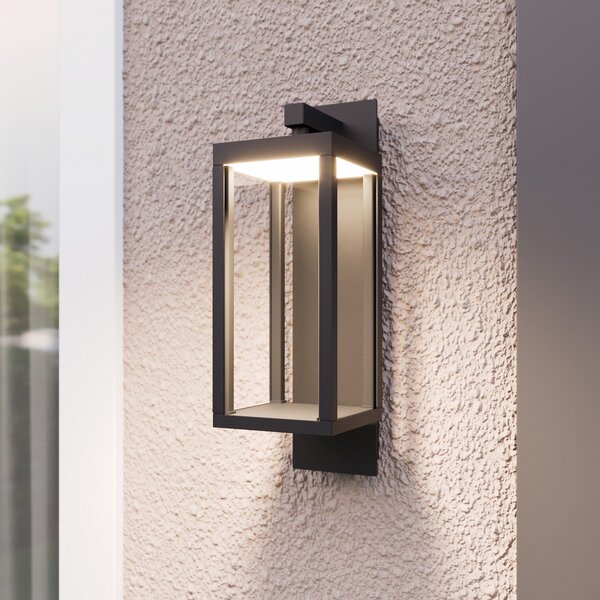 Lucande LED lampă de perete pentru exterior Ferdinand, set 3, gri, 38 cm, Gri, Sticlă, Modern, Felinar