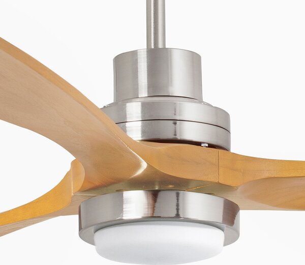 FARO BARCELONA Ventilator de tavan Lantau L LED nichel/pin deschis, reglabil, Gri, Camera de zi / sufragerie, Metal