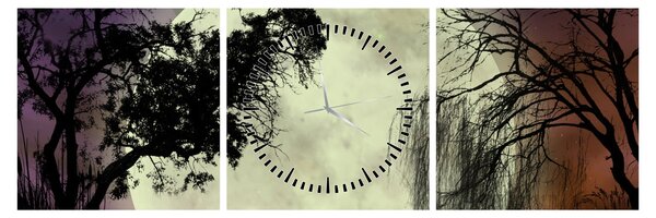 Tablou - Lună plină deasupra apei (cu ceas) (90x30 cm)