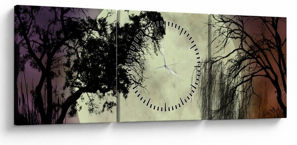 Tablou - Lună plină deasupra apei (cu ceas) (90x30 cm)