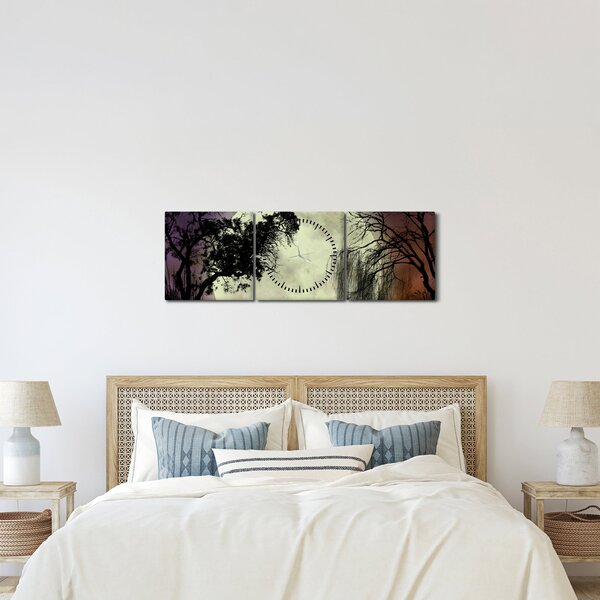 Tablou - Lună plină deasupra apei (cu ceas) (90x30 cm)