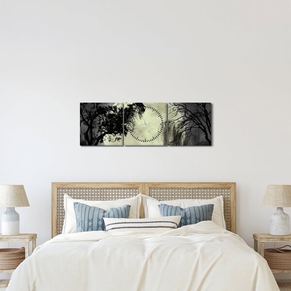 Tablou - Lună plină deasupra apei (cu ceas) (90x30 cm)