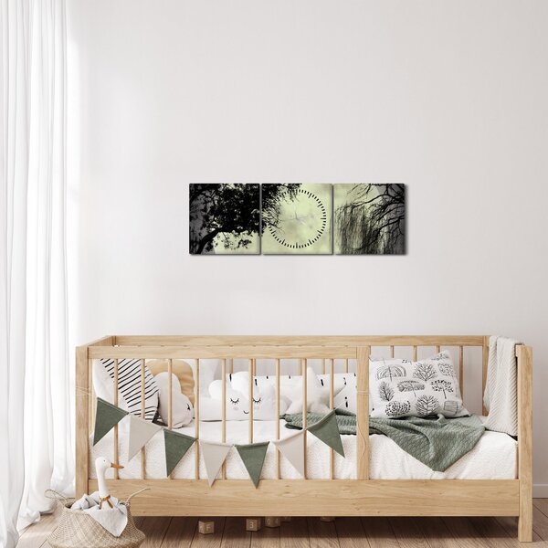 Tablou - Lună plină deasupra apei (cu ceas) (90x30 cm)
