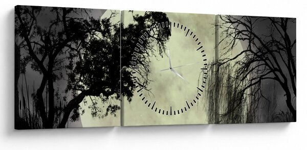 Tablou - Lună plină deasupra apei (cu ceas) (90x30 cm)
