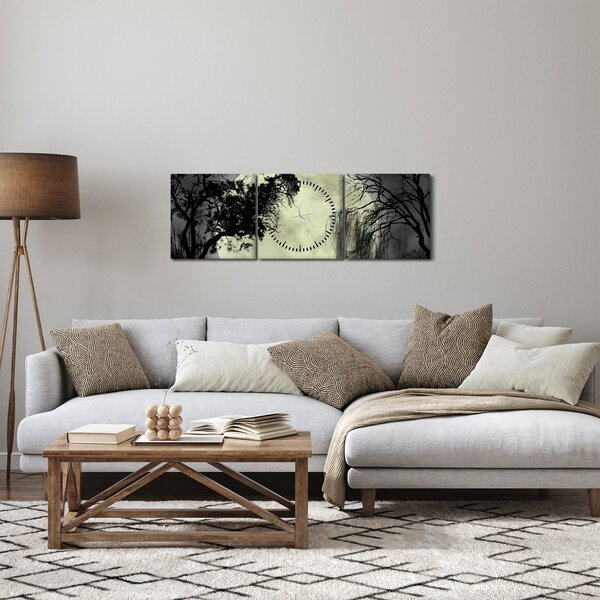 Tablou - Lună plină deasupra apei (cu ceas) (90x30 cm)