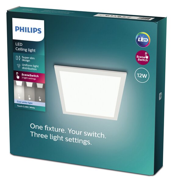 Philips Touch Panou LED 32,8 x cm alb 4.000 K, reglabil, Alb, Studiu / Birou, Metal