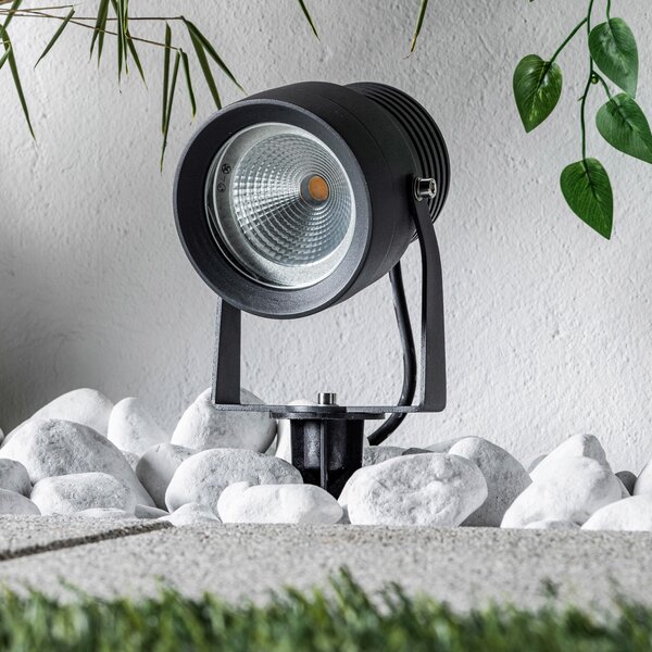 Lucande Irina LED reflector de exterior, set 3, țepușă pământ, fișă, gri, Gri, Metal, Modern