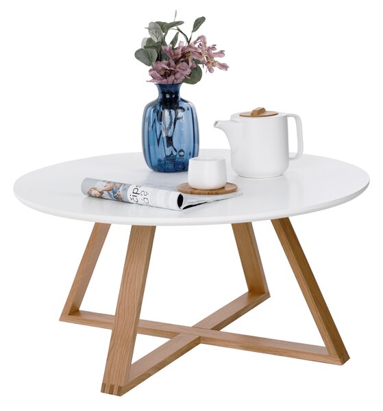 KONDELA Măsuţă de cafea, alb/ natural, INFERO