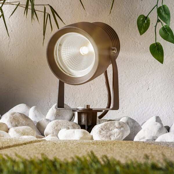 Lucande Irina LED reflector de exterior, set 3, țepușă pământ, fișă, gri, Gri, Metal, Modern
