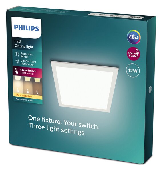 Philips Touch Panou LED 32,8 x cm alb 2.700 K, reglabil, Alb, Studiu / Birou, Metal