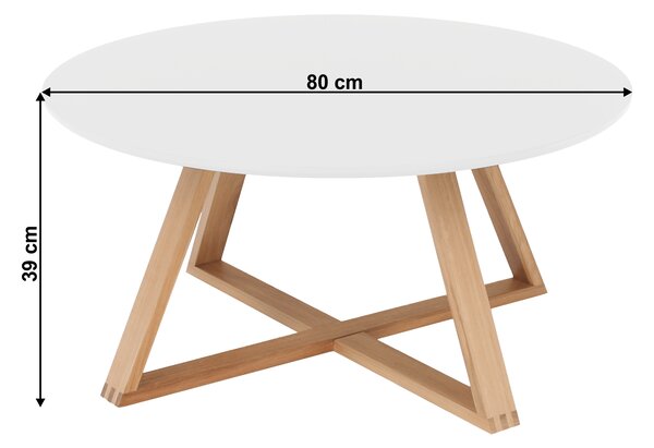 KONDELA Măsuţă de cafea, alb/ natural, INFERO