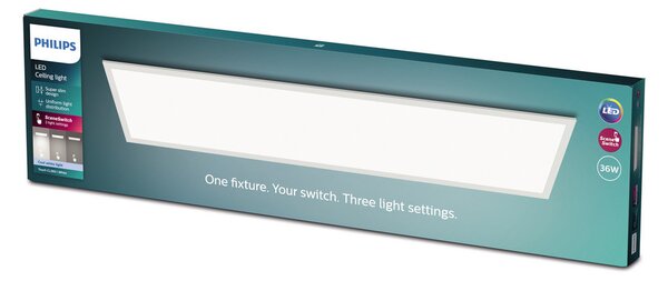 Philips Touch Panou LED 120 x 30 cm alb 4.000 K, reglabil, Alb, Studiu / Birou, Metal