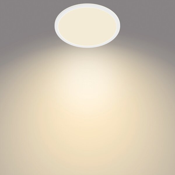 Philips SuperSlim LED IP44 2.700K Ø 24,5cm alb, reglabil, Alb, Baie, Metal