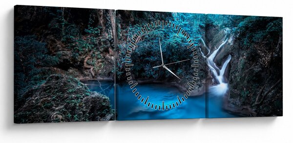 Tablou - Noaptea magică în pădurea tropicală (cu ceas) (90x30 cm)