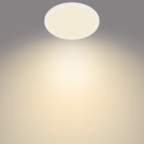 Philips SuperSlim LED IP44 2.700K Ø 29,5cm alb, reglabil, Alb, Baie, Metal