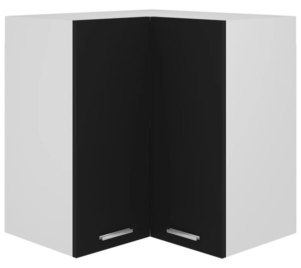 Dulap suspendat de colț, negru, 57x57x60 cm, PAL