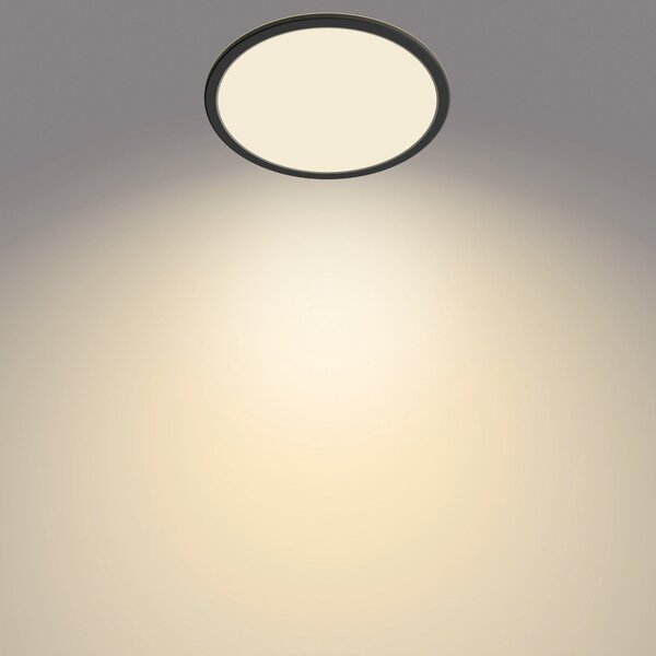 Philips Plafonieră LED SuperSlim, IP44, Ø 24,5 cm, negru, reglabil, Negru, Baie, Metal