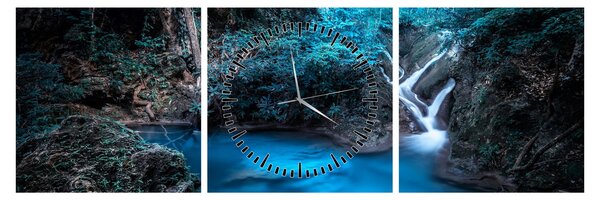 Tablou - Noaptea magică în pădurea tropicală (cu ceas) (90x30 cm)