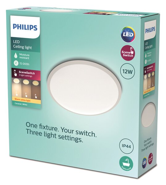Philips myLiving Cavanal lampă LED 2700K alb IP44, reglabil, Alb, Baie, Metal