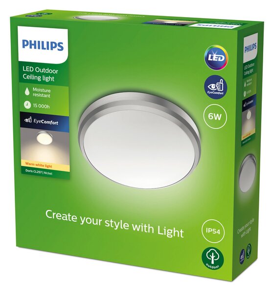 Philips Doris aplică LED exterior IP54 2700K niche, Gri, Metal