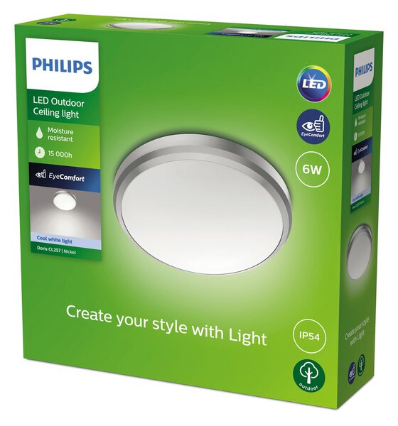 Philips Doris aplică LED exterior IP54 4000K niche, Gri, Metal