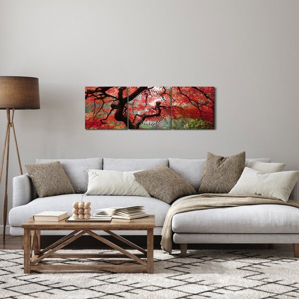 Tablou - Arțarul japonez roșu, Portland, Oregon (cu ceas) (90x30 cm)