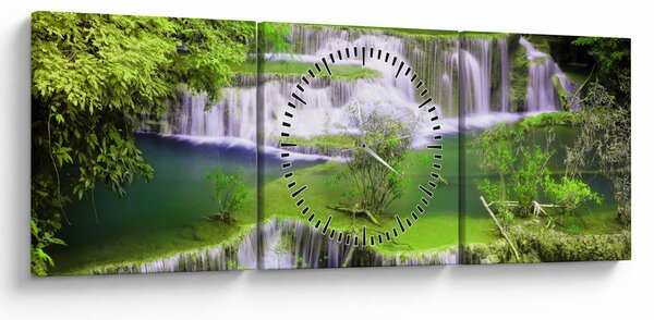 Tablou - Cascada Huay Mae Khamin, Kanchanaburi, Thailanda (cu ceas) (90x30 cm)