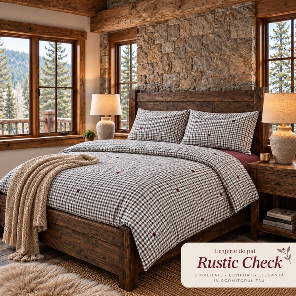 LENJERIE PAT TRICOT BUMBAC 100 % CU HUSĂ- RUSTIC CHECK