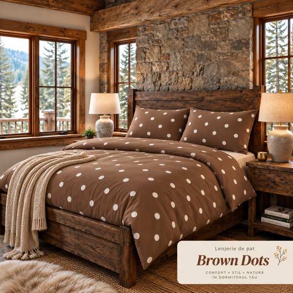 LENJERIE PAT TRICOT BUMBAC 100 % CU HUSĂ- BROWN DOTS