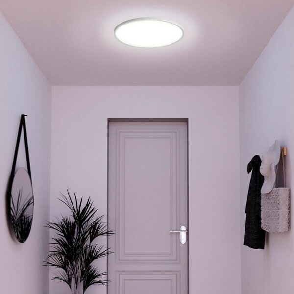 Tint Müller Licht plafonieră LED inteligentă Amela, Ø 42 cm, reglabil, Alb, Camera de zi / sufragerie, Plastic