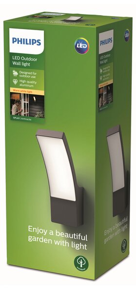 Philips Splay aplică LED de exterior 2.700 K, Negru, Metal